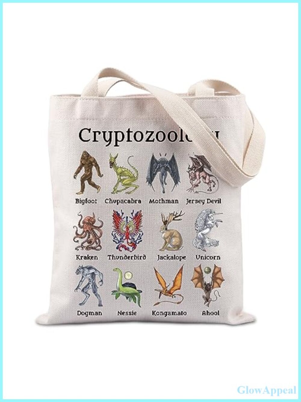 TIIMG Canvas Tote Bag Cryptozoology Cryptid Creatures Handbag Biologist Gift